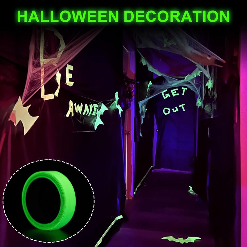 CARGEN Green Glow in The Dark Tape, Fluorescent Wall Halloween Decor Light Up Stickers All Bright Luminous Night Adhesive Marker for Stage Floor, Stair Safety, Walls and Exit Sign, 0.5" x 10 Feet - Image 4